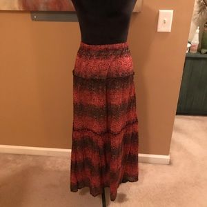 Red and black maxi skirt